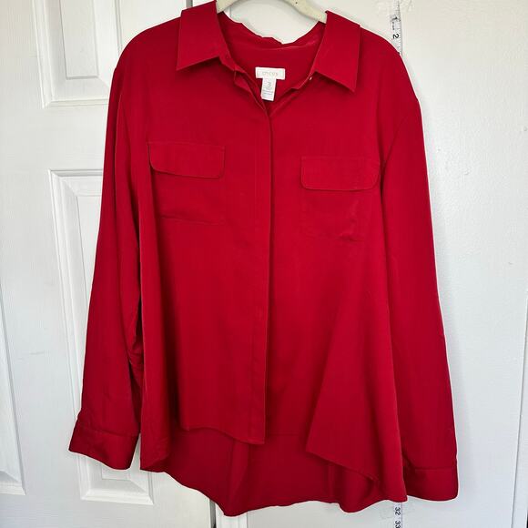 Chicos red career button down blouse size 3 XL - Picture 1 of 6